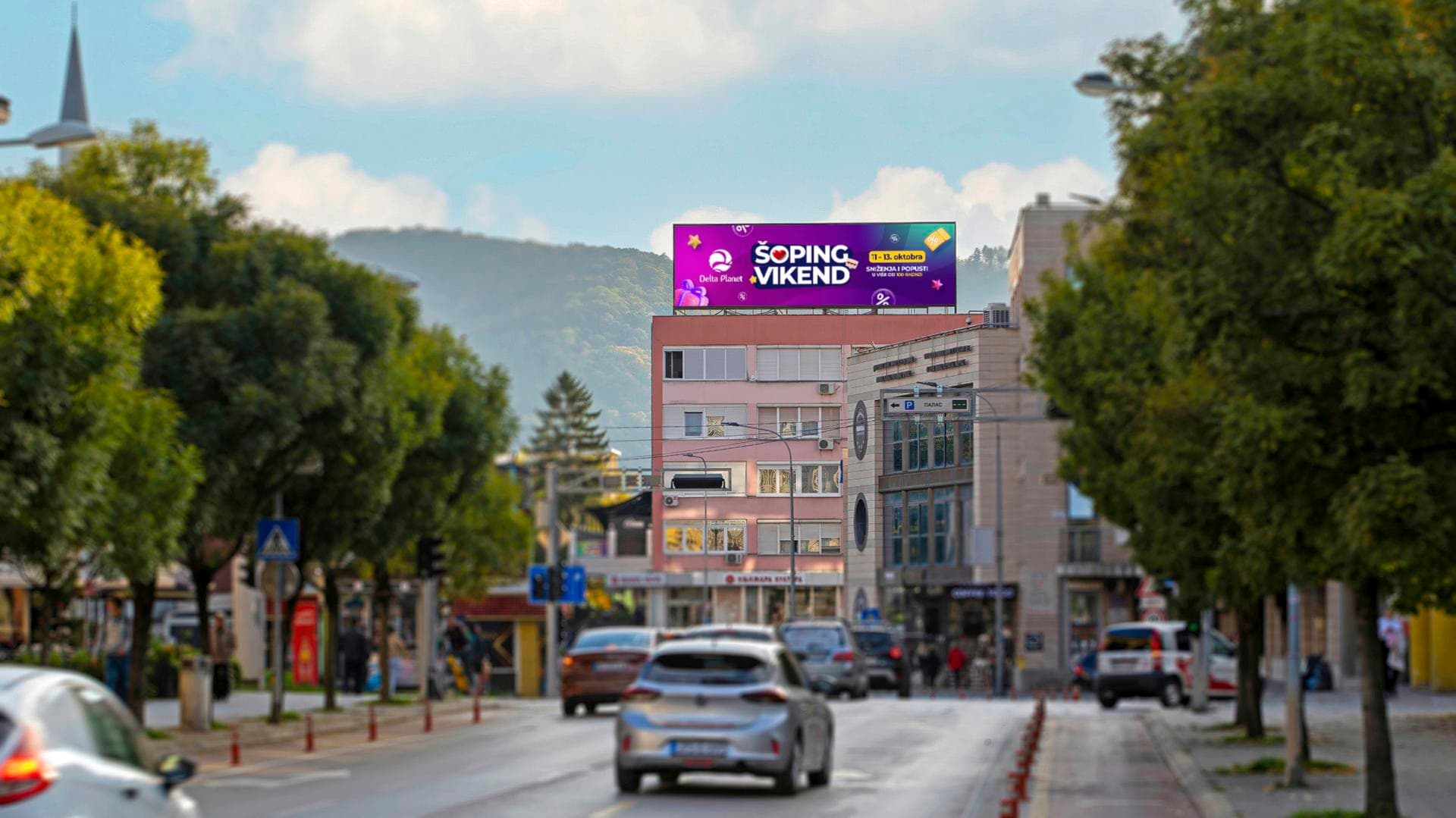 Reklamna lokacija danju i noću