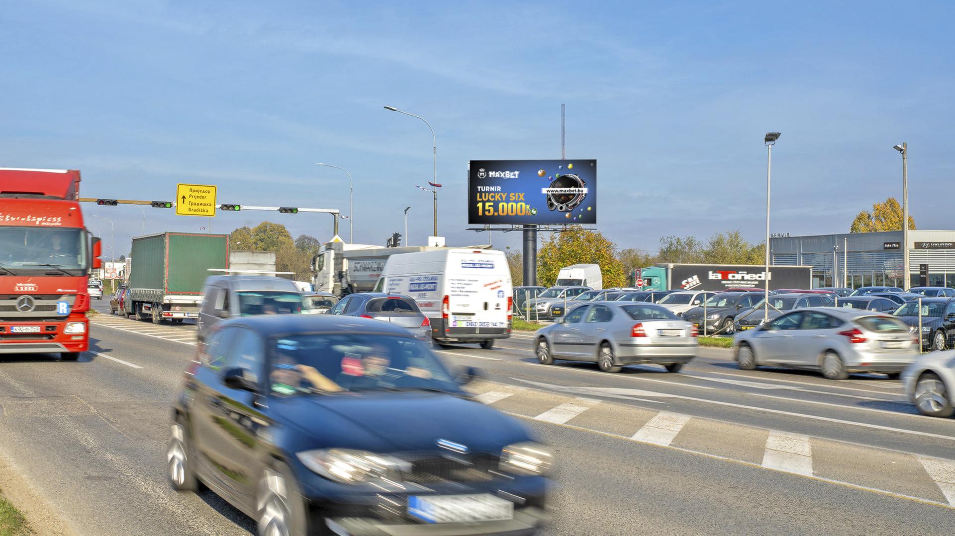 Zapadni tranzit, raskrsnica kod Peugeot i Hyundai salona, prema Laktašima